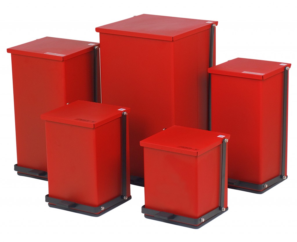 Can Step-On Baked Enamel Detecto® Square Red Steel by Detecto  ID P-48R